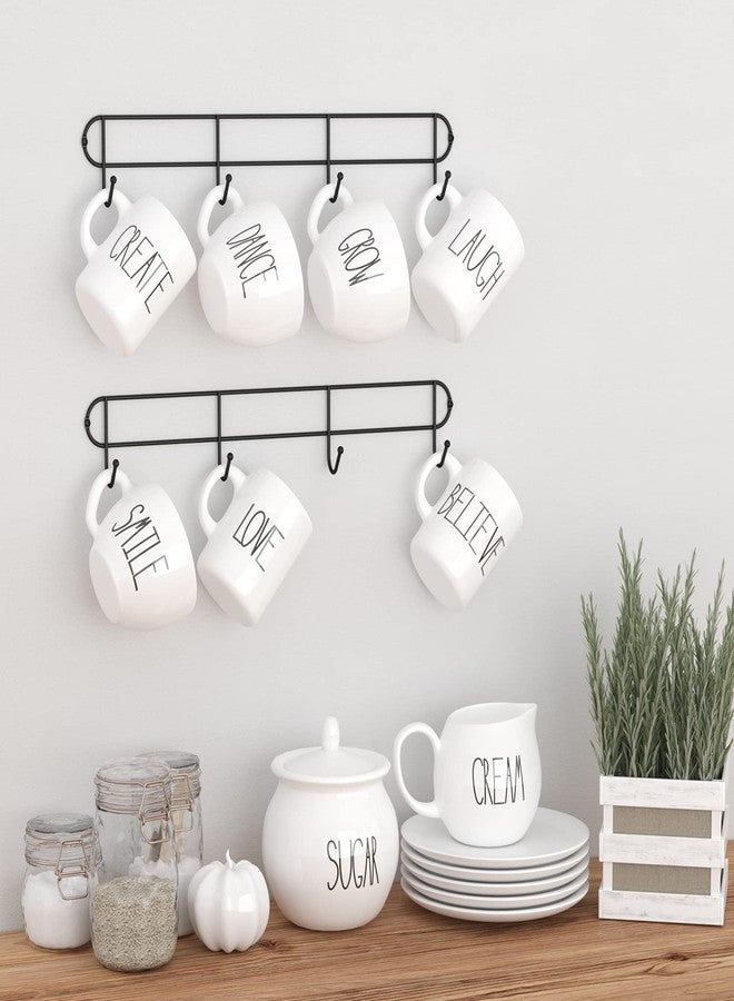 Tibres - Coffee Mug Rack Wall Mounted - Mug Holder - Coffee Cup Organizer - Mug Hanger - Coffee Cup Rack with Mug Hooks for Kitchen - Rustic Farmhouse Storage Tea Cup Hooks - Set of 2 - Black - Image 2